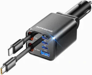 SUPERONE Ret retractable Car Charger: 6-in-1 Fast Charging for All EVs