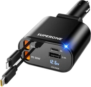 SUPERONE 4-in-1 Ret retractable Car Charger