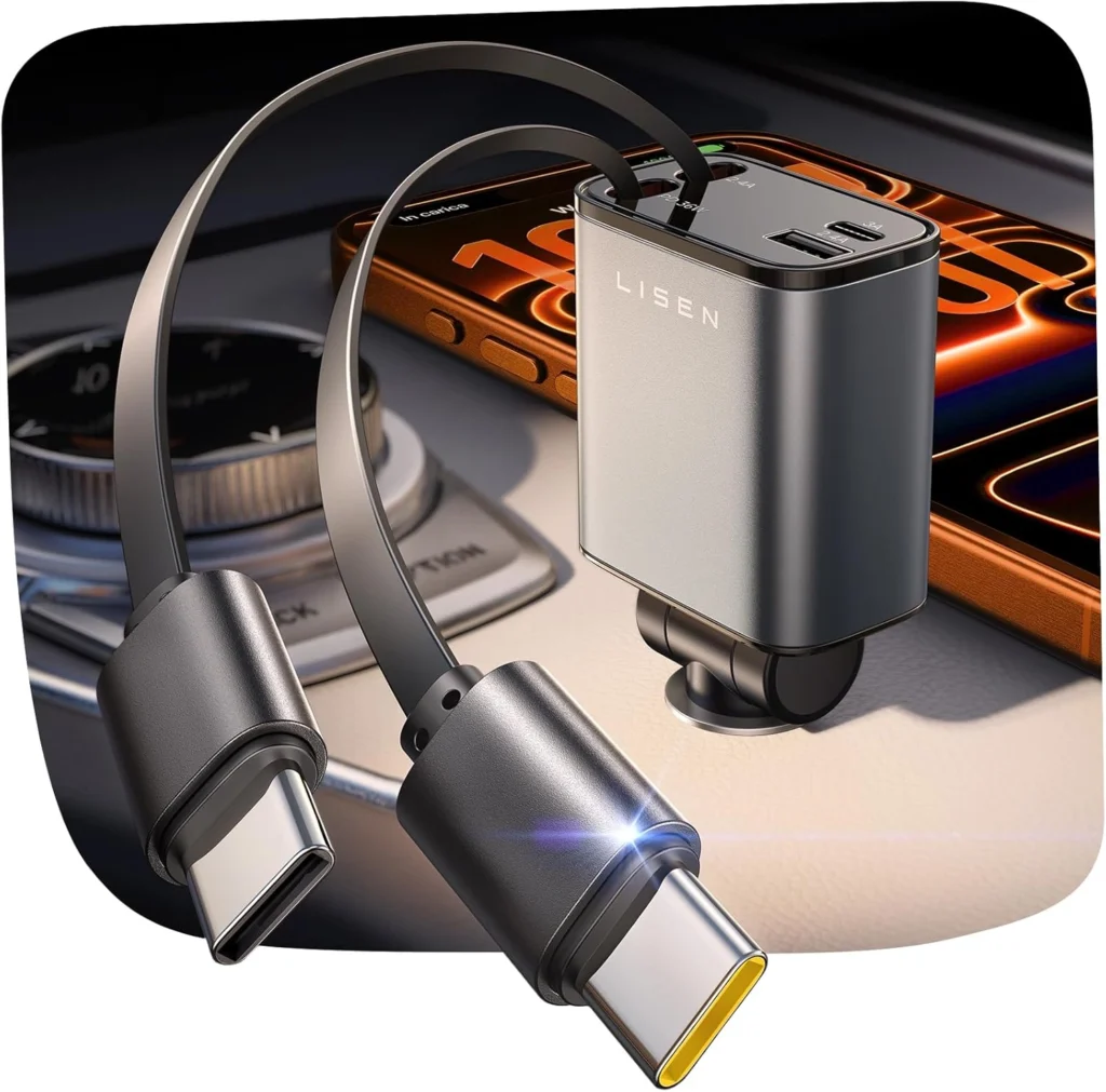 LISEN Ret retractable USB-C Car Charger