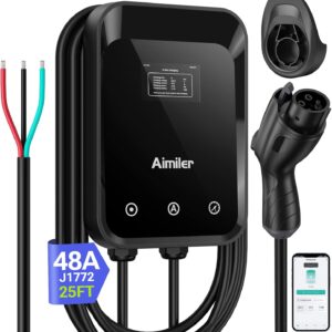 AIMILER Level 2 EV Charger: 48A WiFi APP Hardwire Charger