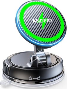 ANDERY iPhone Magsafe Car Mount Charger | 15W Fast Charging & Strong Magnetic Hold