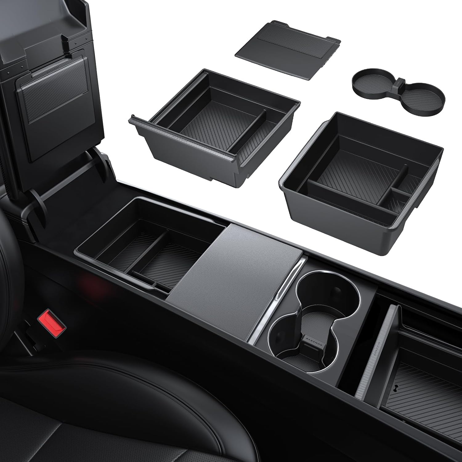 BASENOR Tesla Model 3 Highland Y Juniper Center Console Organizer Tray Set