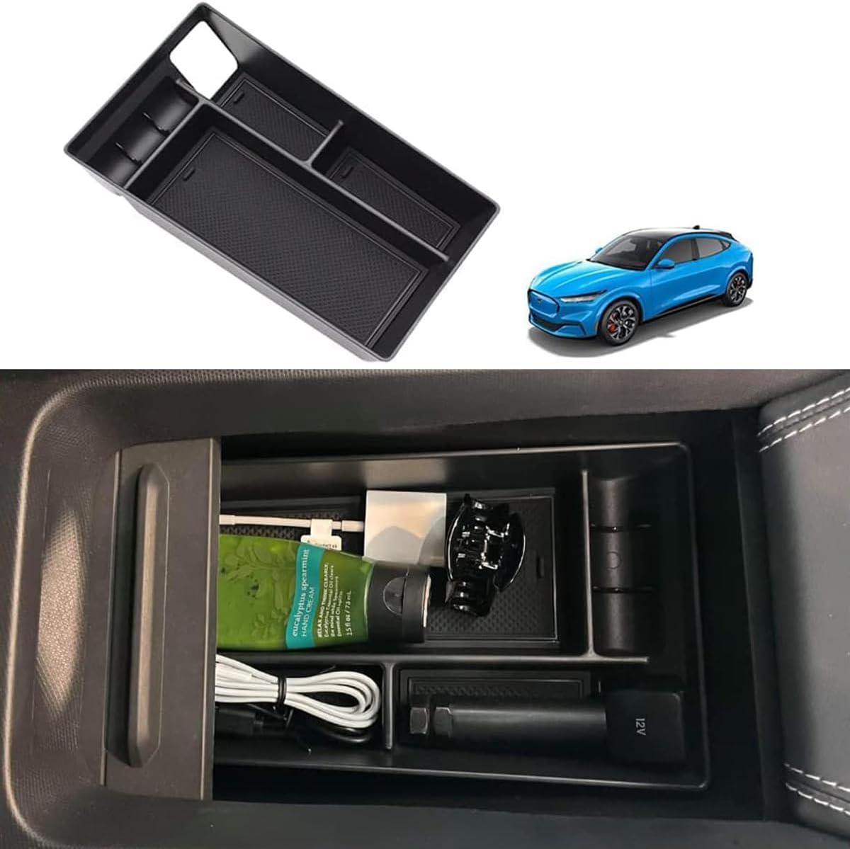 BestEvMod AOSK Mustang Mach-E Center Console Armrest Organizer Tray