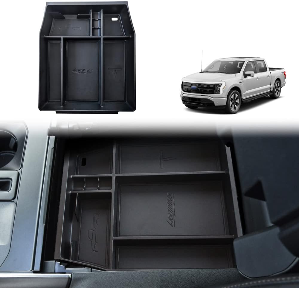 BestEvMod F-150 Lightning Center Console Organizer Tray with Vegan Leather Trim