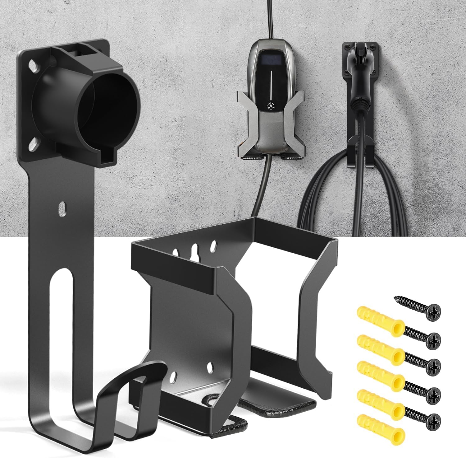 BMZX EV Charger Holder J1772: Durable Wall Mount & Cable Management