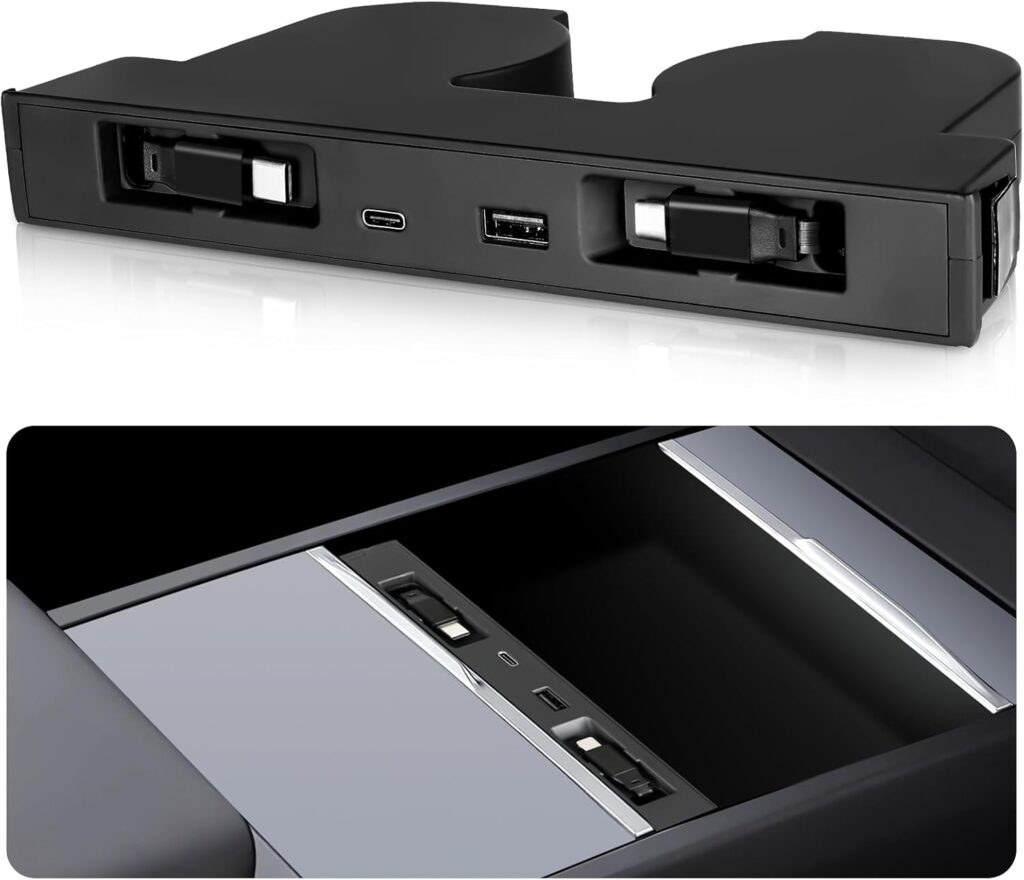 DGXWLLW USB Hub: Tesla Model Y & 3 Sunken 117W Retractable Charger Dock