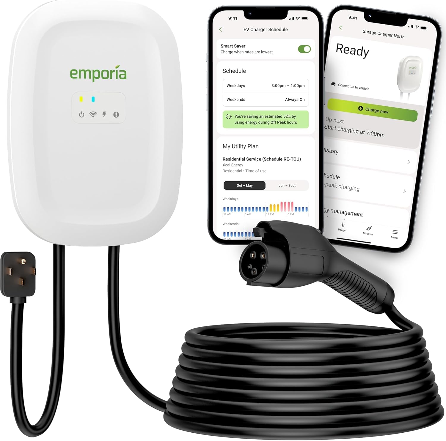 EMPORIA Level 2 EV Charger – 48A, J1772, WiFi Smart Charging