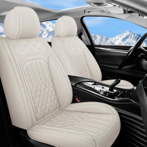 EVCHAREN Universal EV Faux Leather Seat Covers - Full Set, Cream White