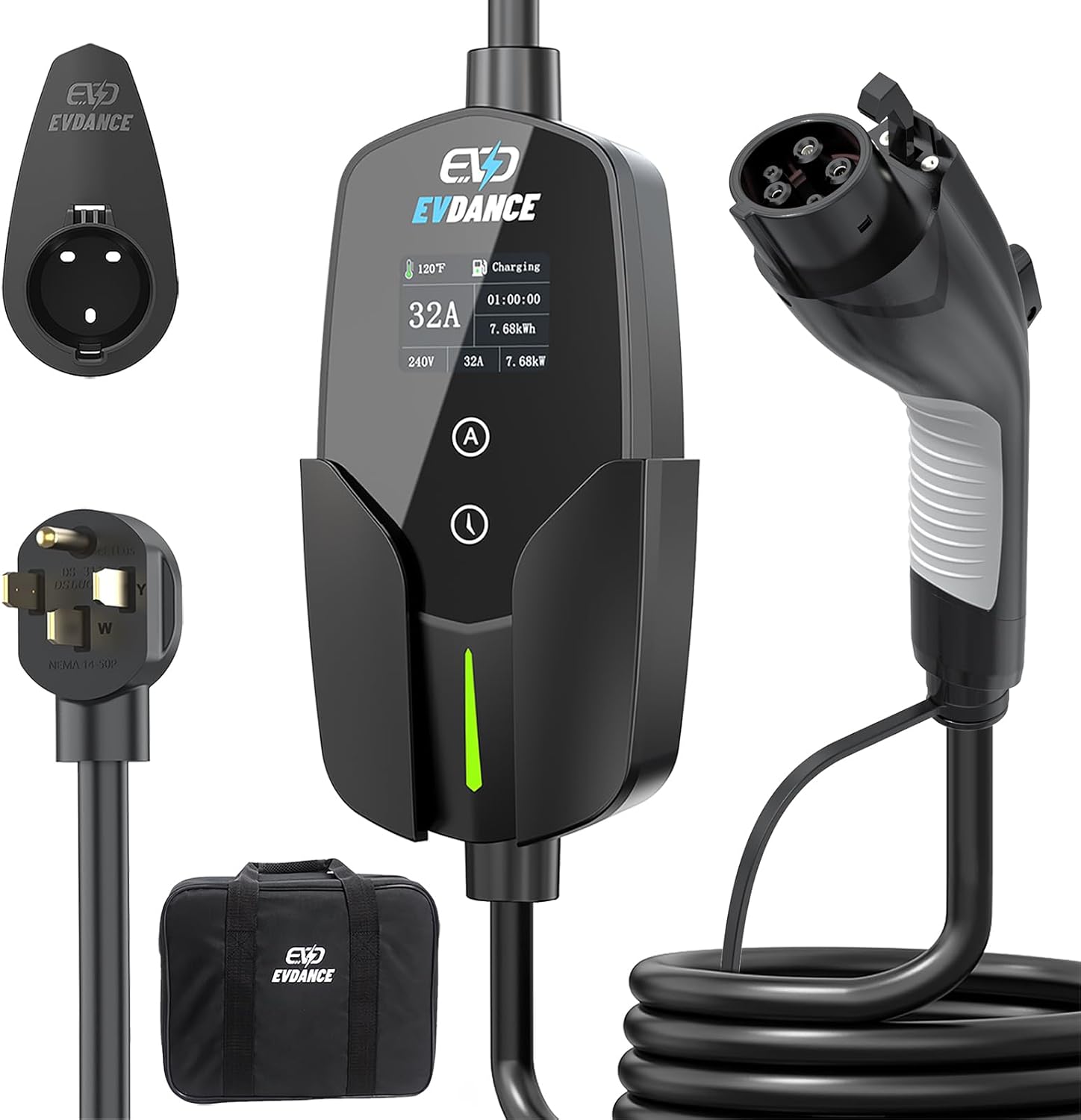 EVDANCE Level 2 EV Charger | 32A NEMA 14-50P J1772 Portable