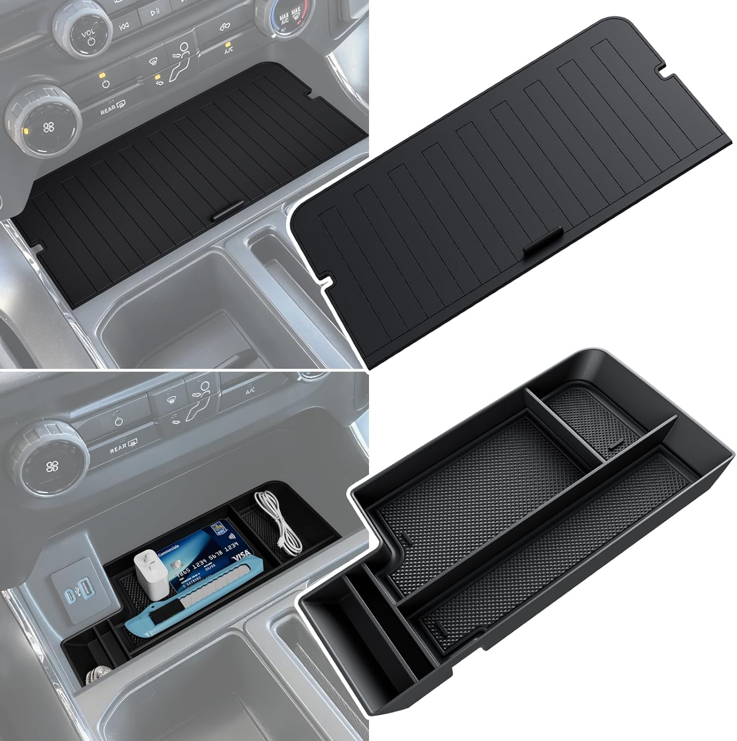 Ford F150 Lightning Hidden Center Console Organizer Cover with USB