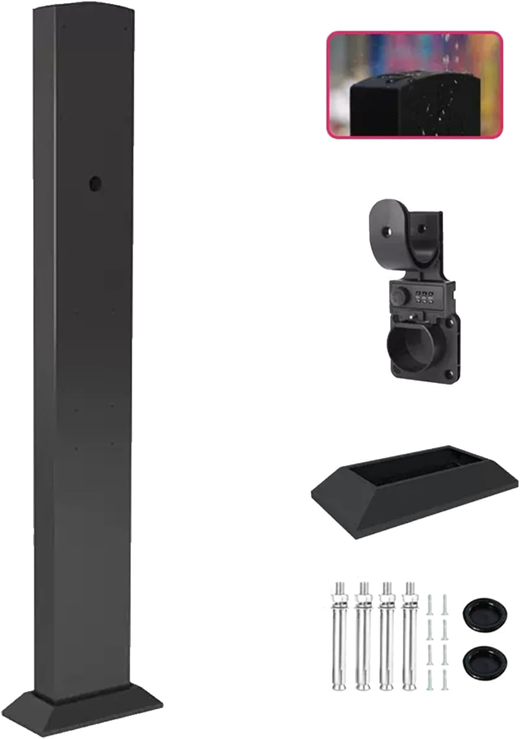 GQMYCDM EV Charger Connector Pedestal - Outdoor Charging Stand with Lock