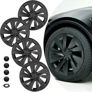 KAVANIC Hubcaps for Tesla Model Y Juniper 19" - Matte Black Sport Style
