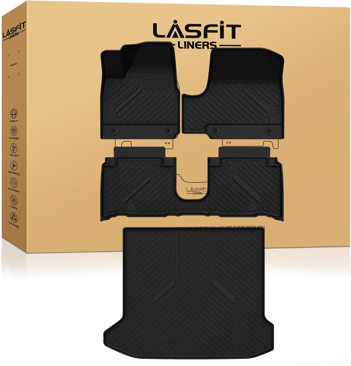 LASFIT Floor & Cargo Mats for Hyundai Ioniq 5 2022-2024 Movable Console