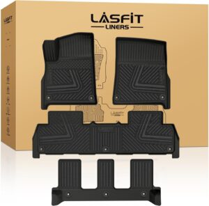 LASFIT Floor Mats for Rivian R1S: Custom Fit All-Weather TPE Liners