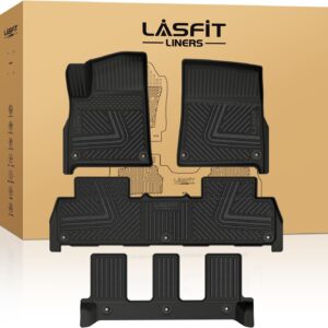 LASFIT Floor Mats for Rivian R1S: Custom Fit All-Weather TPE Liners