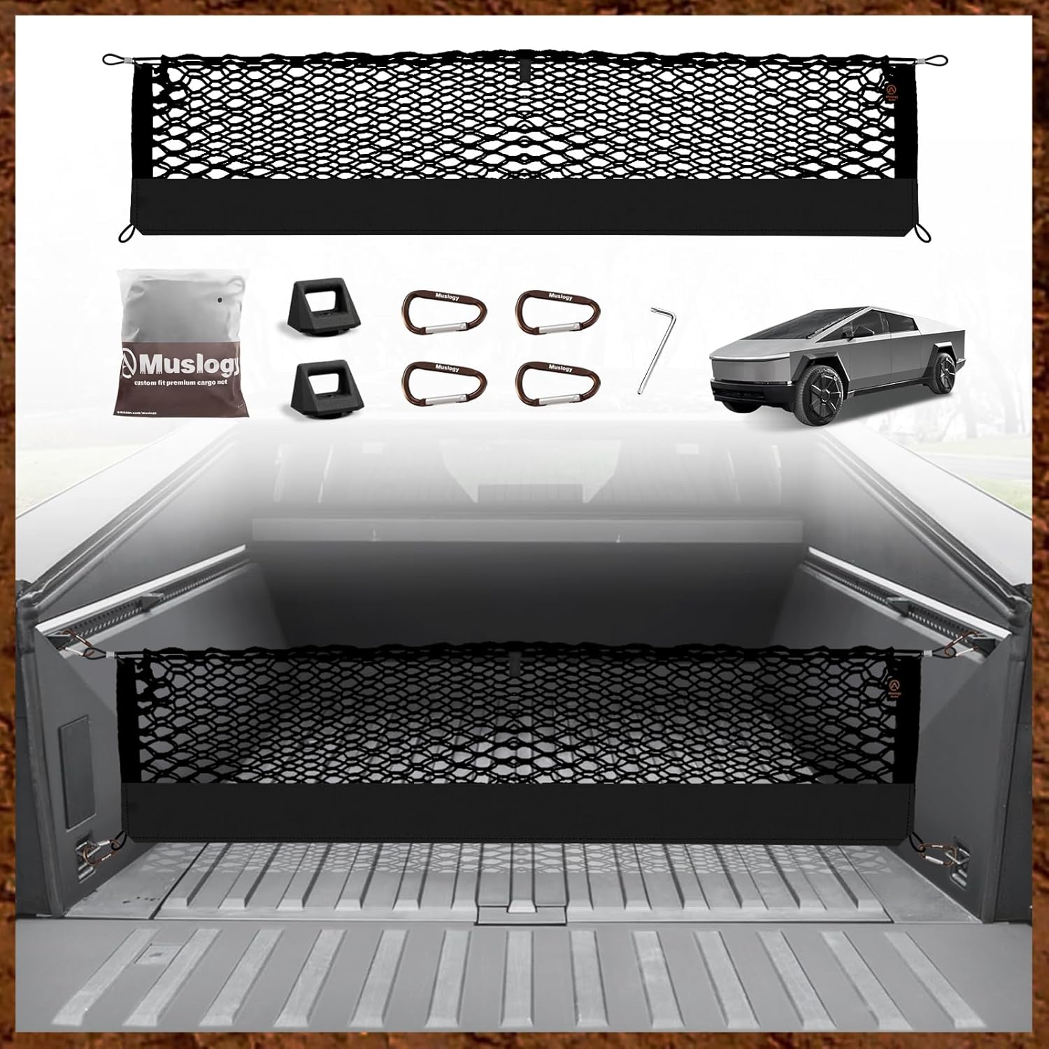 Muslogy Cybertruck Truck Bed Cargo Net with LockNflex Material