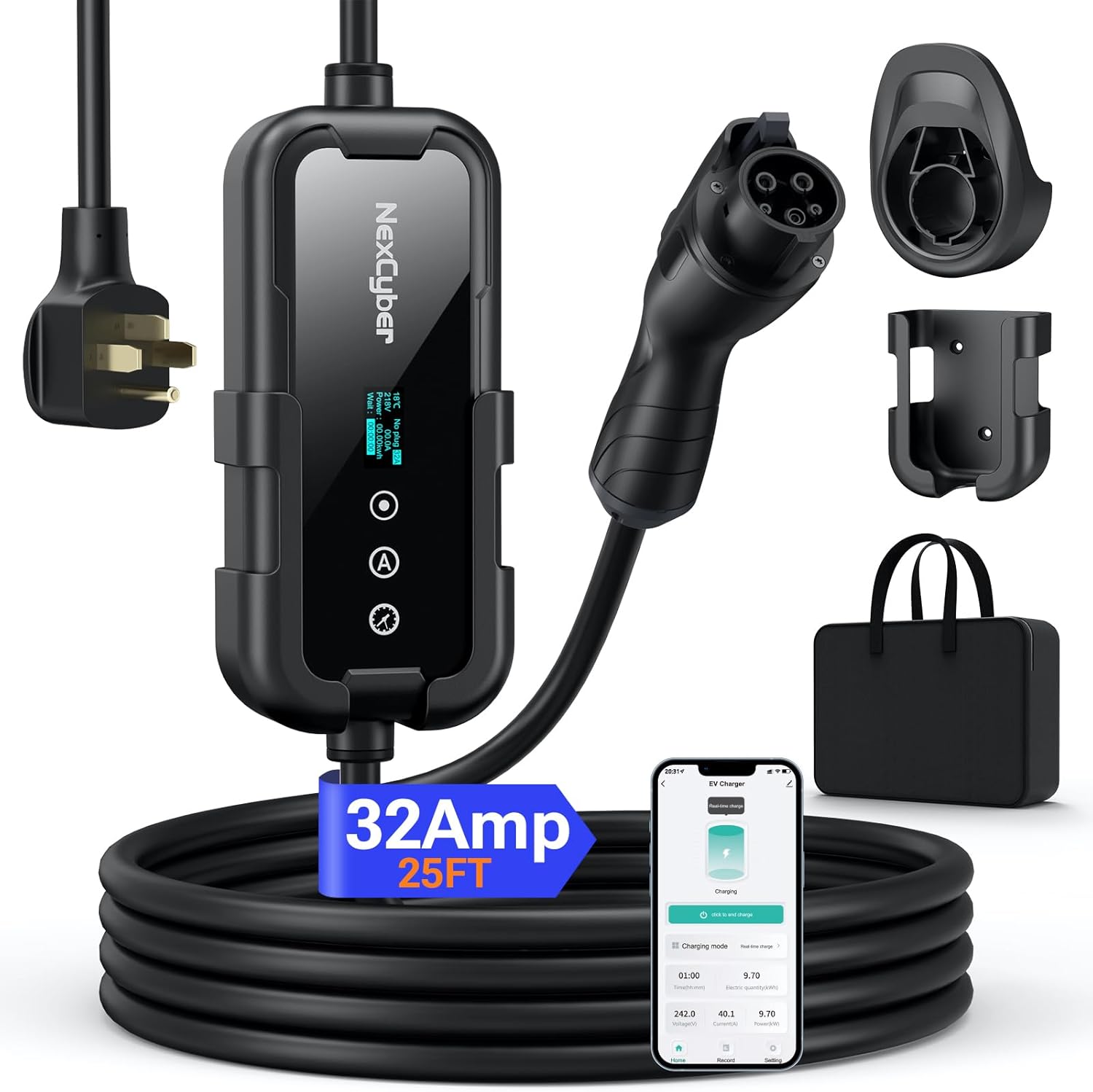 NexCyber Level 2 EV Charger 32Amp WiFi APP J1772