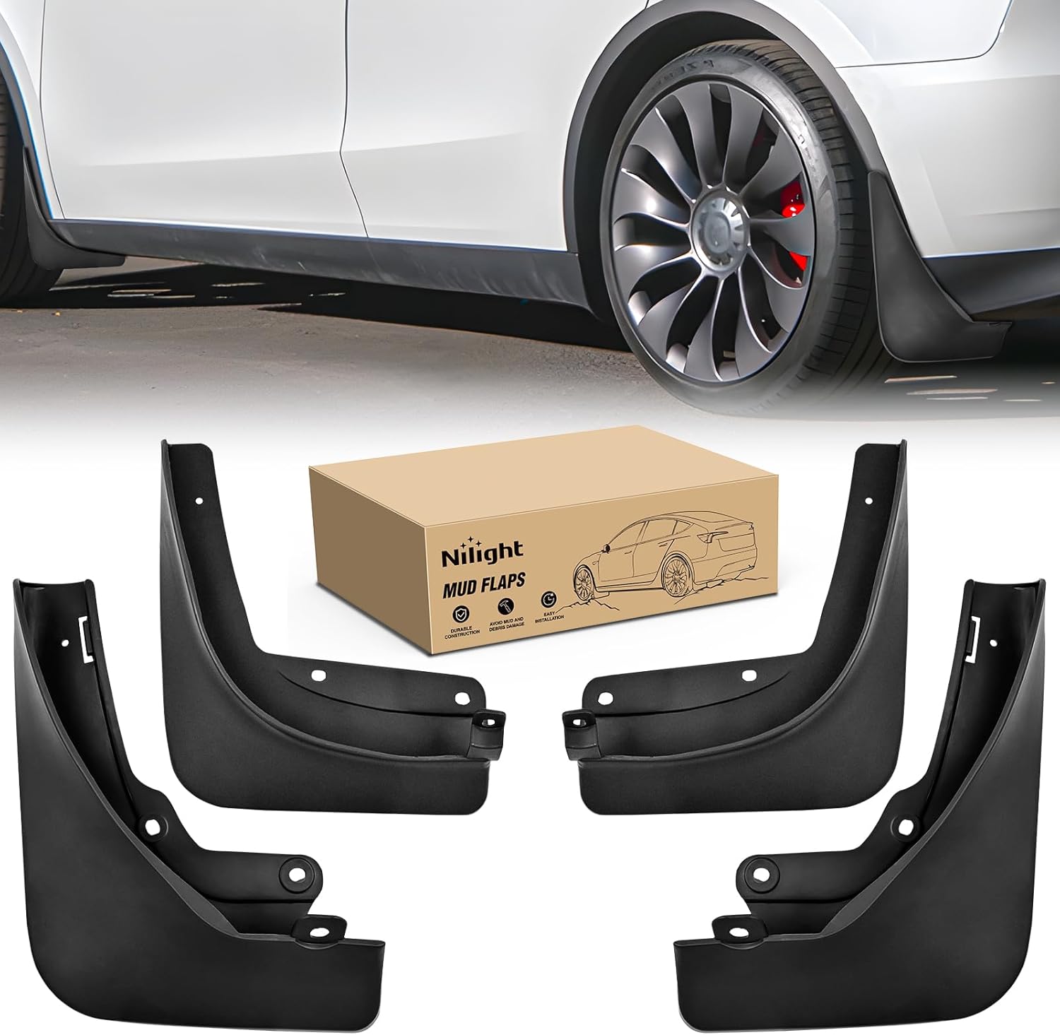 Nilight Tesla Model Y Mud Flaps – Precision Fit Splash Guards