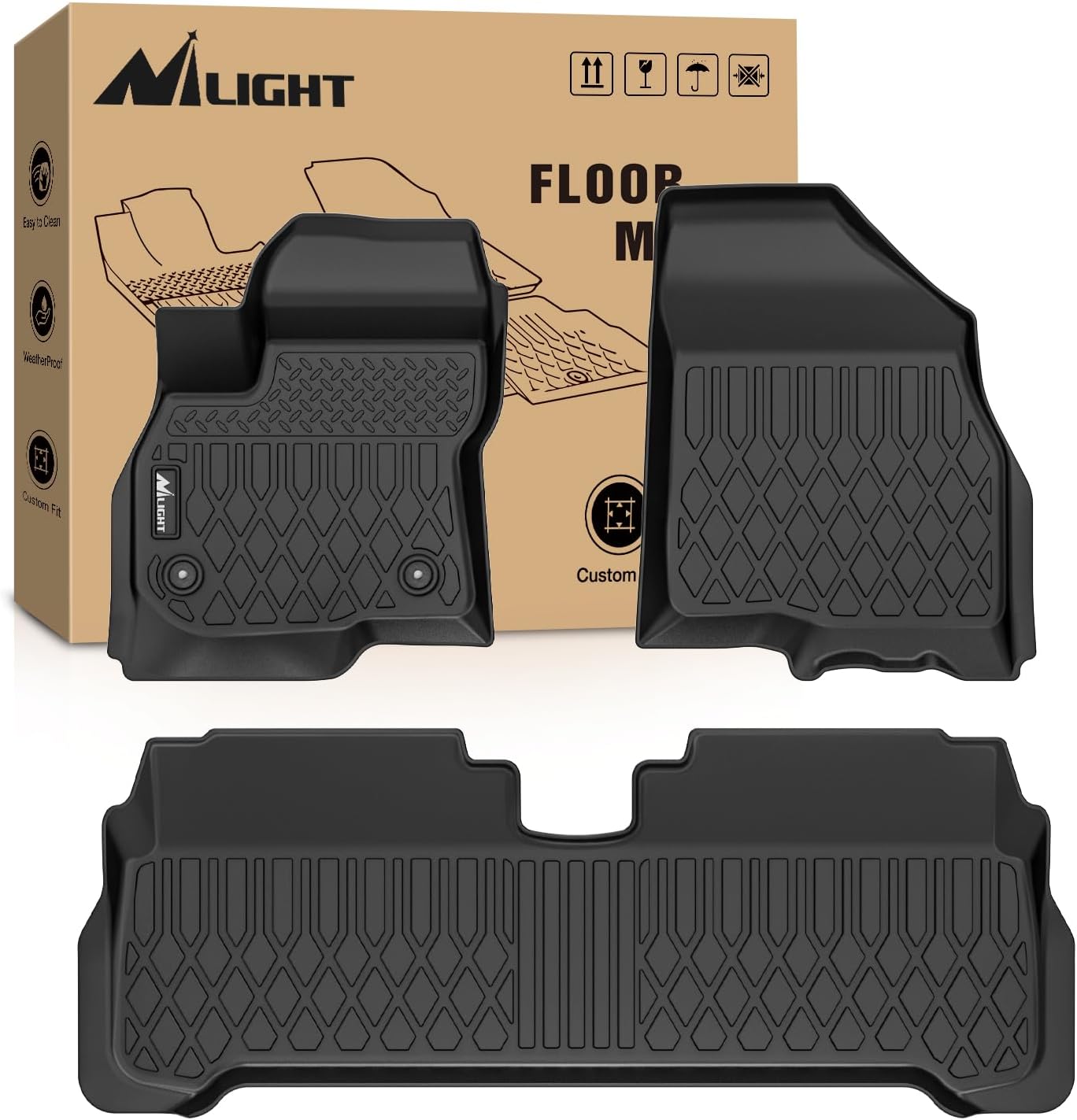 Nilight TPE Floor Liners: Chevy Bolt EUV 2022-2024 All-Weather Custom Fit