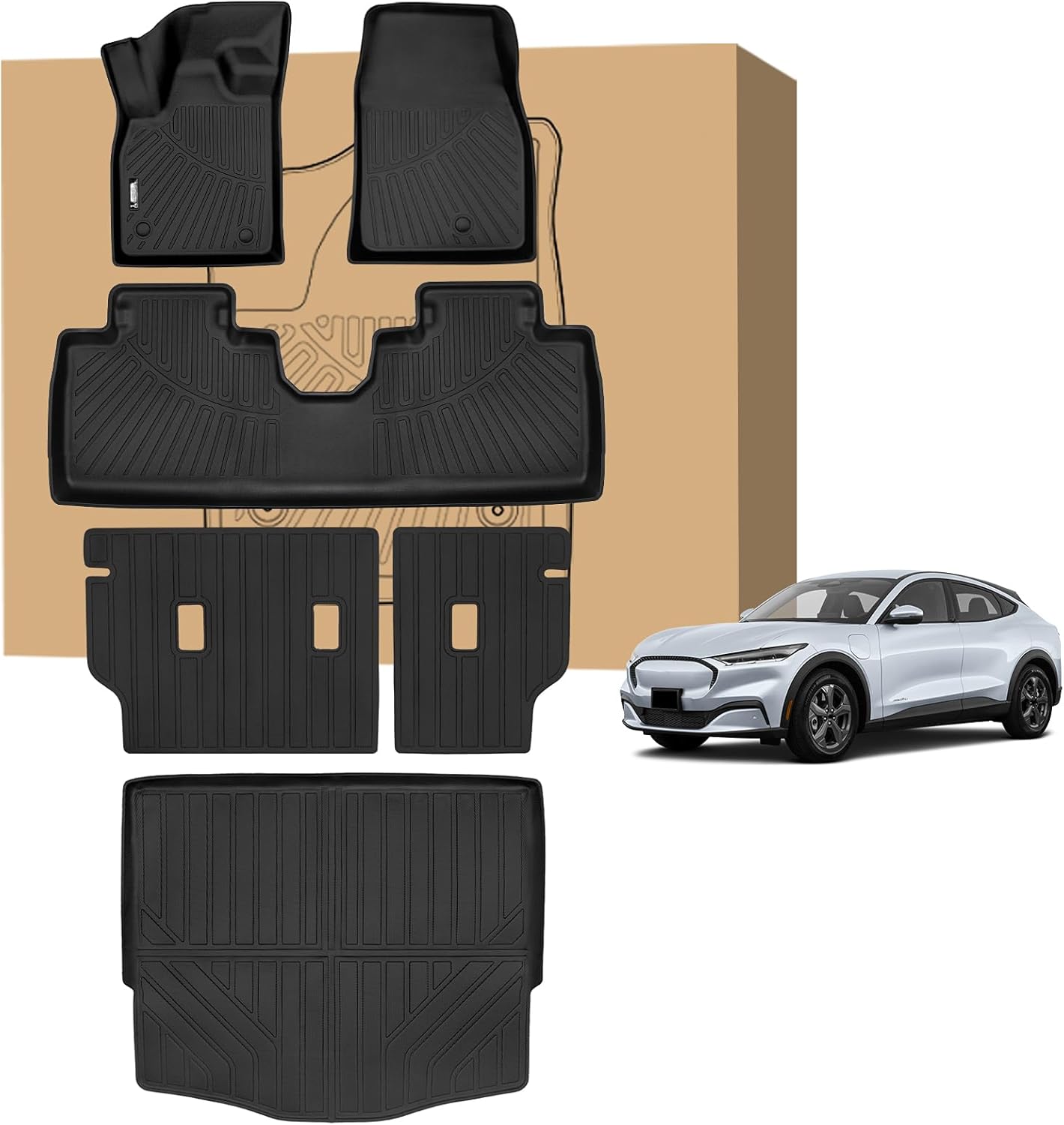 PELEUS Floor Mats: Ford Mach-E All-Weather Full Coverage Set