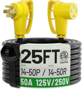 POWGRN NEMA 14-50P to 14-50R 25FT 50 Amp EV Extension Cord