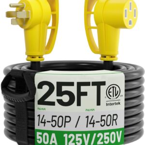 POWGRN NEMA 14-50P to 14-50R 25FT 50 Amp EV Extension Cord