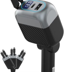 Premium 87W Retractable 4-in-1 Fast USB-C Car Charger for All EVs