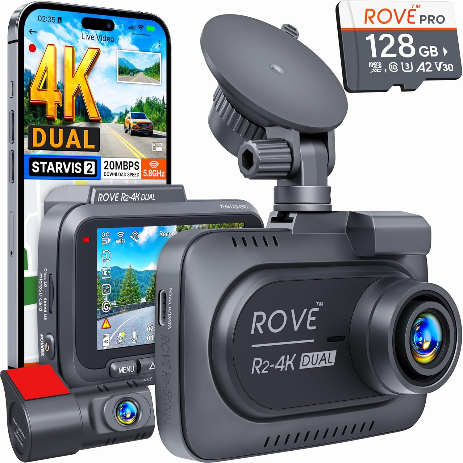 ROVE R2-4K DUAL Dash Cam: High-Performance 4K Dual Channel EV Cam