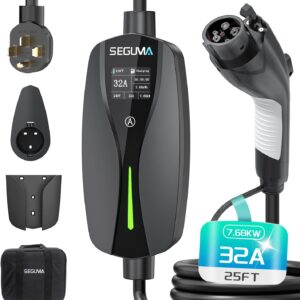 SEGUMA Level 2 EV Charger | 32A NEMA 14-50, 25ft Adjustable Charging