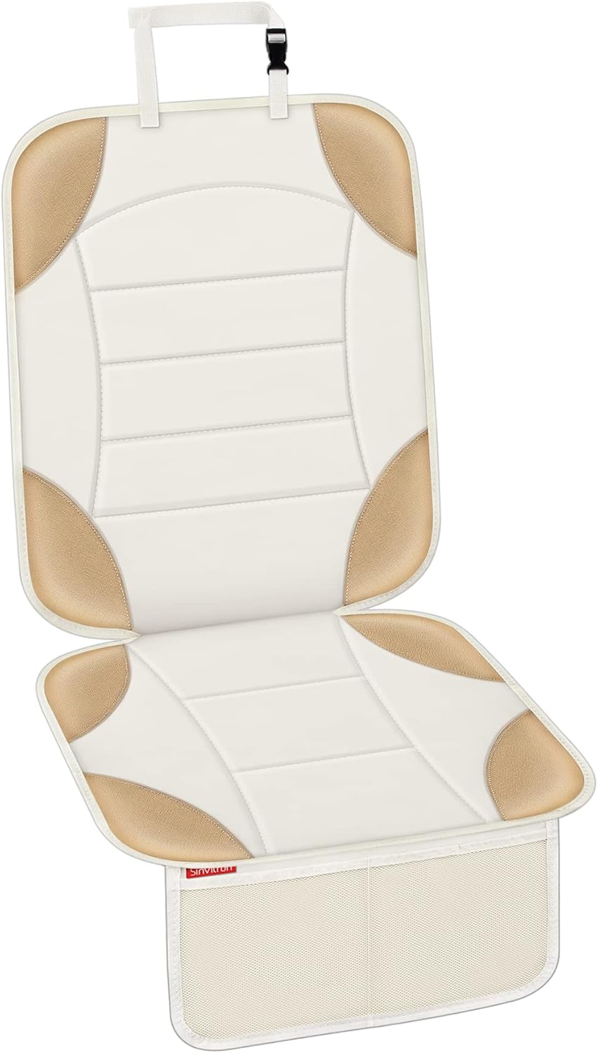 Sinvitron Car Seat Protector: Waterproof, Non-Slip Leather Mat with Pockets