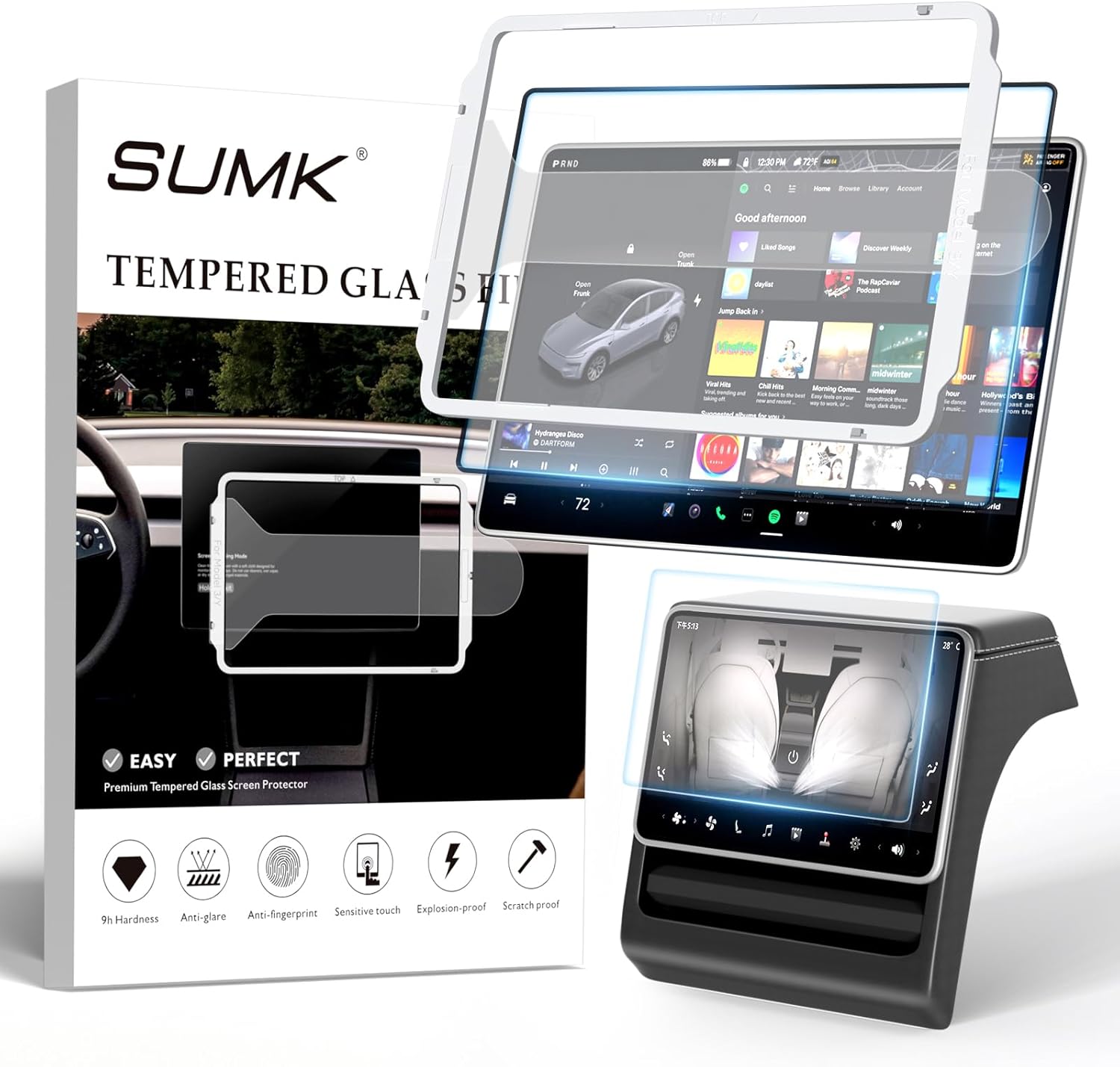 SUMK 15.4 inch Screen Protector for 2025 Tesla Model Y / 3