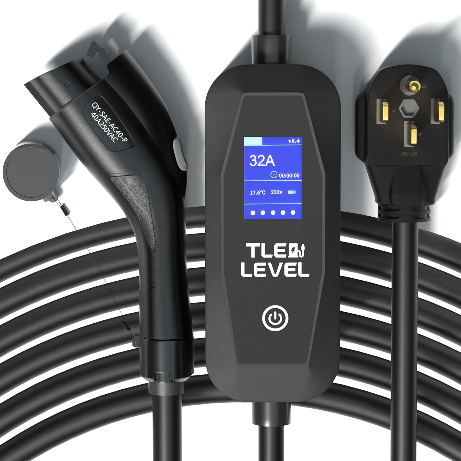 TLE LEVEL Level 2 Portable EV Charger - 40A 9.6kW NEMA 14-50 Plug