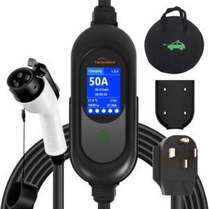 TopAutoGear Level 2 EV Charger: 50A Portable EVSE, NEMA 14-50, Smart LCD