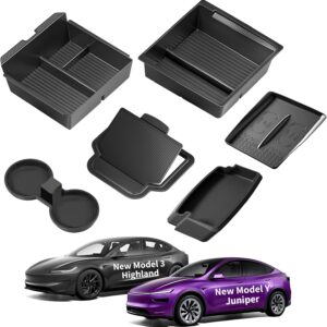 TSLDRV Sliding Center Console Organizer for Tesla Model Y Juniper & Model 3 Highland