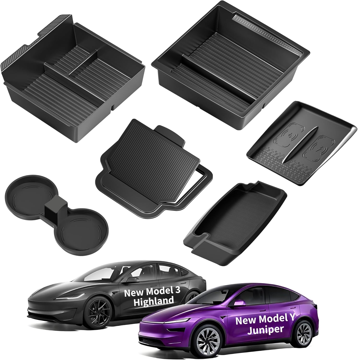 TSLDRV Sliding Center Console Organizer for Tesla Model Y Juniper & Model 3 Highland