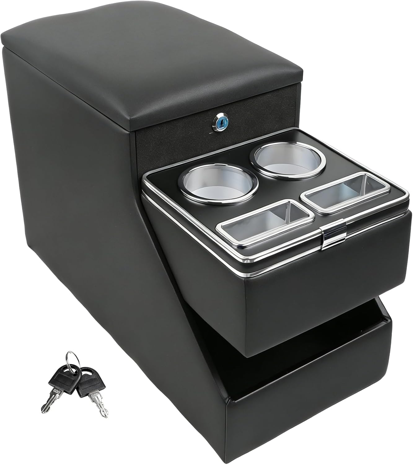 Universal EV Center Console Organizer with Lockable Storage & Cup Holders