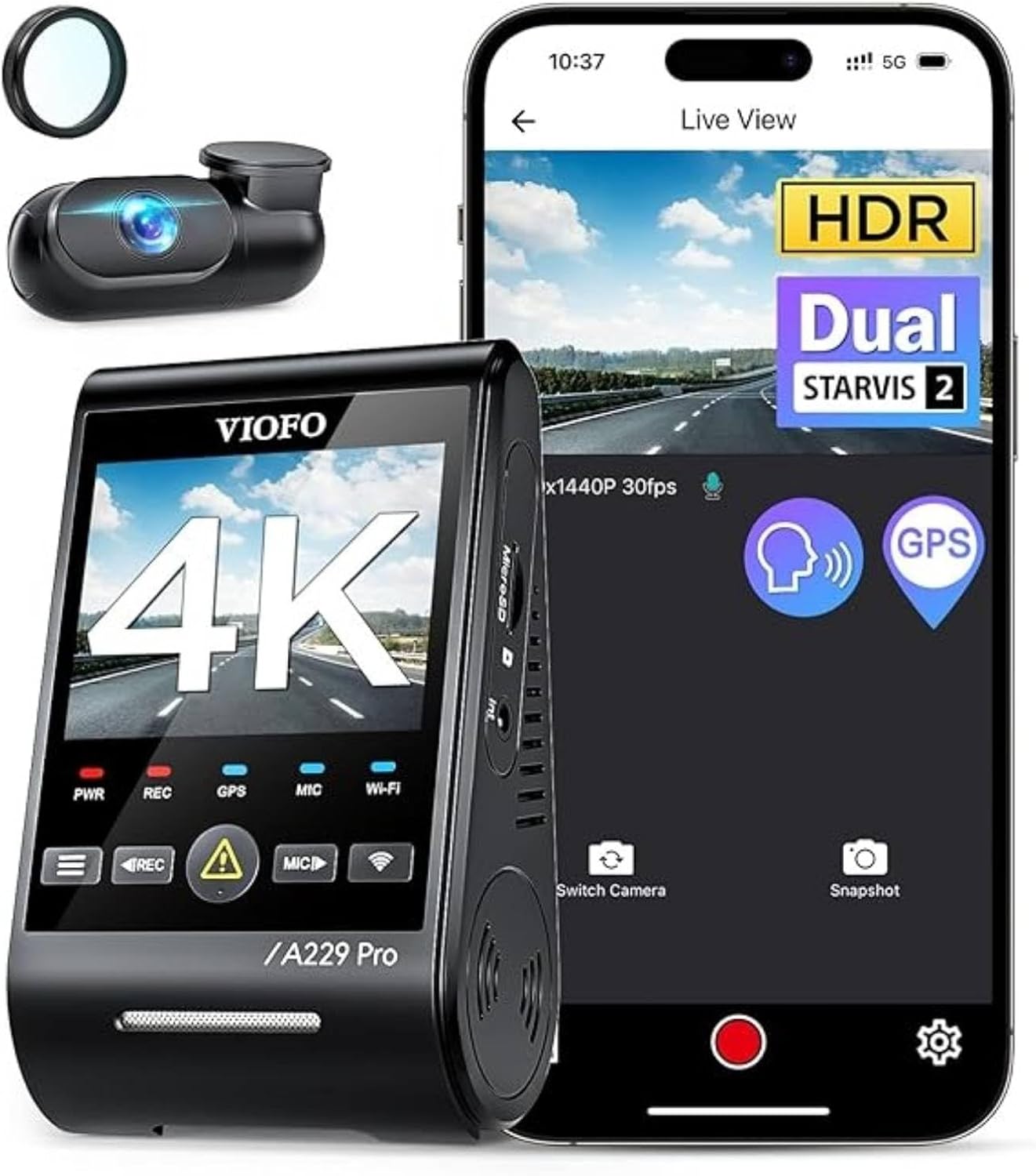 VIOFO A229 Pro 4K HDR Dual-Channel Dash Cam for EVs