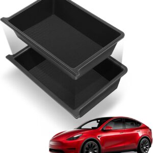 YHTAUTO Under Seat Storage Box for Tesla Model Y - Double-Layer Organizer