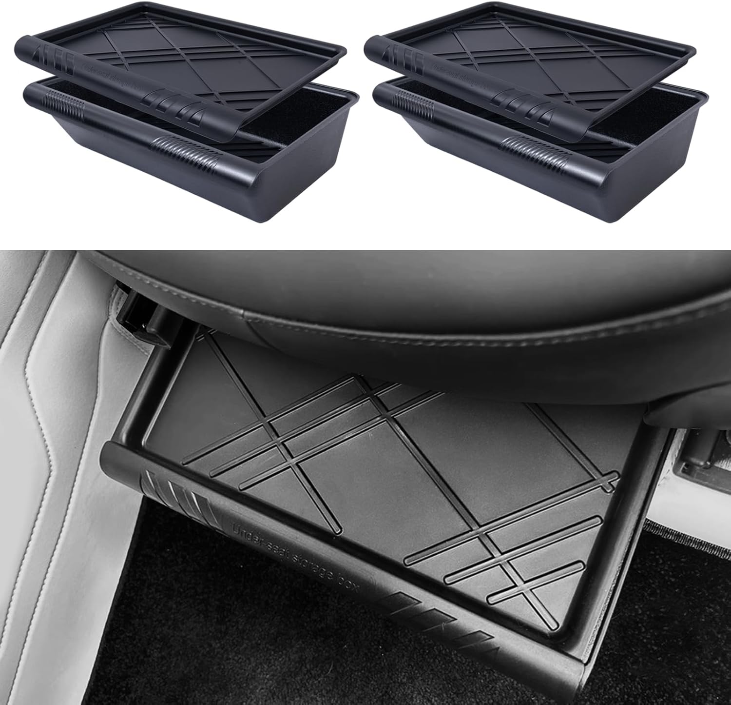 Yieokei Tesla Model Y Under Seat Storage Boxes with Lids (2-Pack)