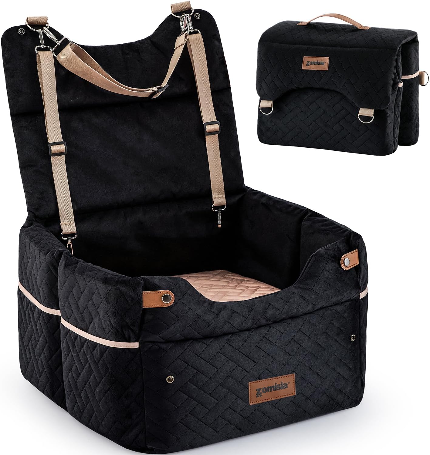 ZOMISIA Elevated Dog Car Seat: Adjustable Pet Booster for EVs