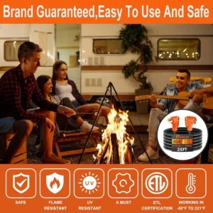 25FT 50 Amp RV Extension Cord Outdoor with Grip Handle,125/250V,12500W, 4 Prong, Heavy Duty 6/3+8/1 Gauge STW, NEMA 14-50P to 14-50R with Cord Organizer, UL&ETL Listed