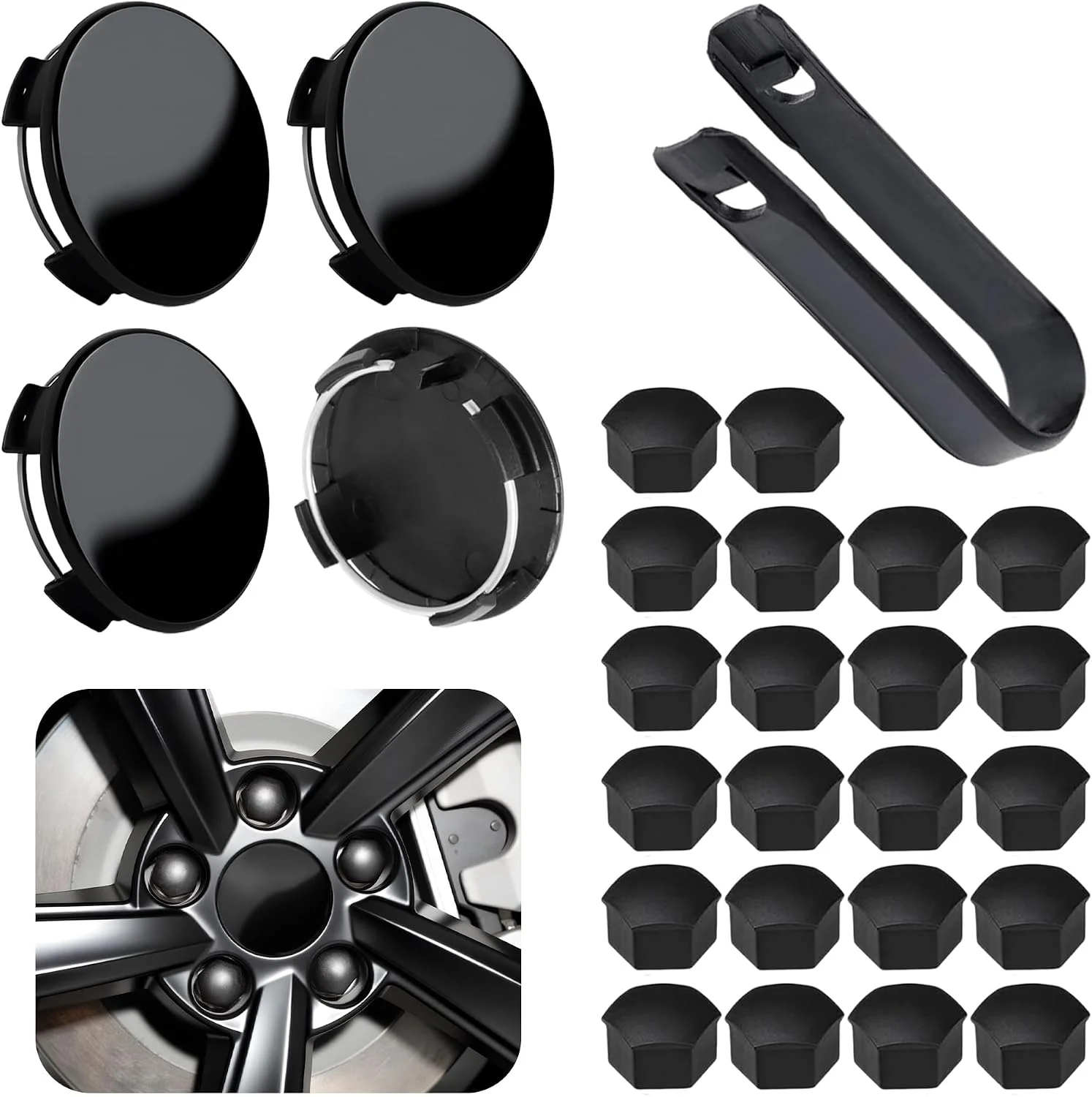 Package contents of the Tesla wheel accessory kit
