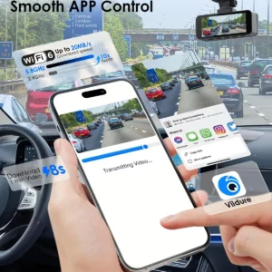 4K+4K Dash Cam Front and Rear, Free 128GB Card Included, 5.8GHz WiFi-20MB/s Fast Download, Dash Camera for Cars with Accurate GPS, G-Sensor, WDR Night Vision, 3.39" IPS Screen, 24H Parking Mode view 4