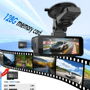 4K+4K Dash Cam Front and Rear, Free 128GB Card Included, 5.8GHz WiFi-20MB/s Fast Download, Dash Camera for Cars with Accurate GPS, G-Sensor, WDR Night Vision, 3.39" IPS Screen, 24H Parking Mode