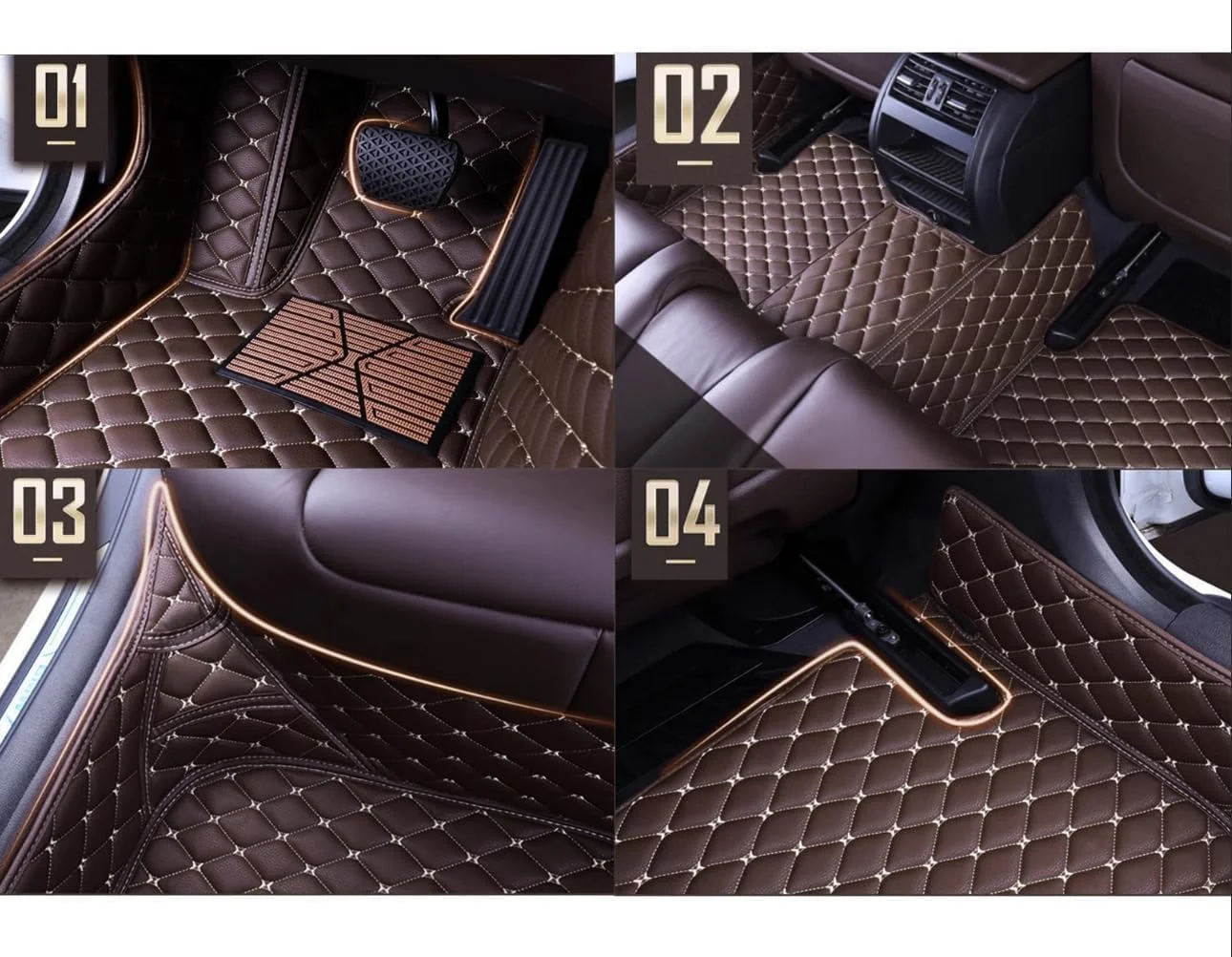 Full view of 7MYFPL7 custom floor mats installed in a Hyundai EV
