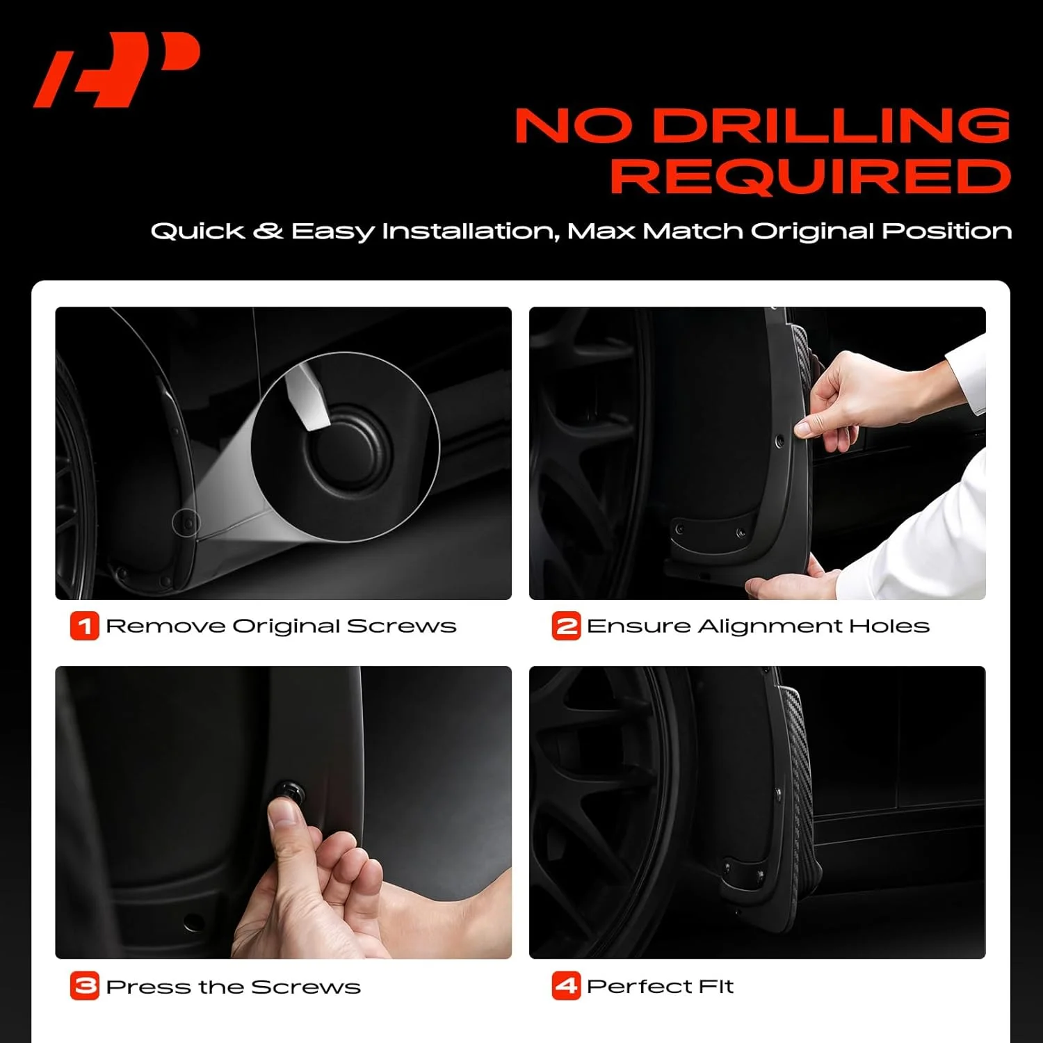 Included hardware for A-Premium mud guards for Volkswagen ID.4