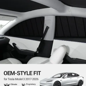 BASENOR [Upgraded Gen2] Tesla Model 3 Side Window Sunshade 2026-2017, 6PCS Full Set Wrinkle-Free Window Covers for Kids, Camping & Privacy Rest, Rear Windshield Reflective UV Protection view 2