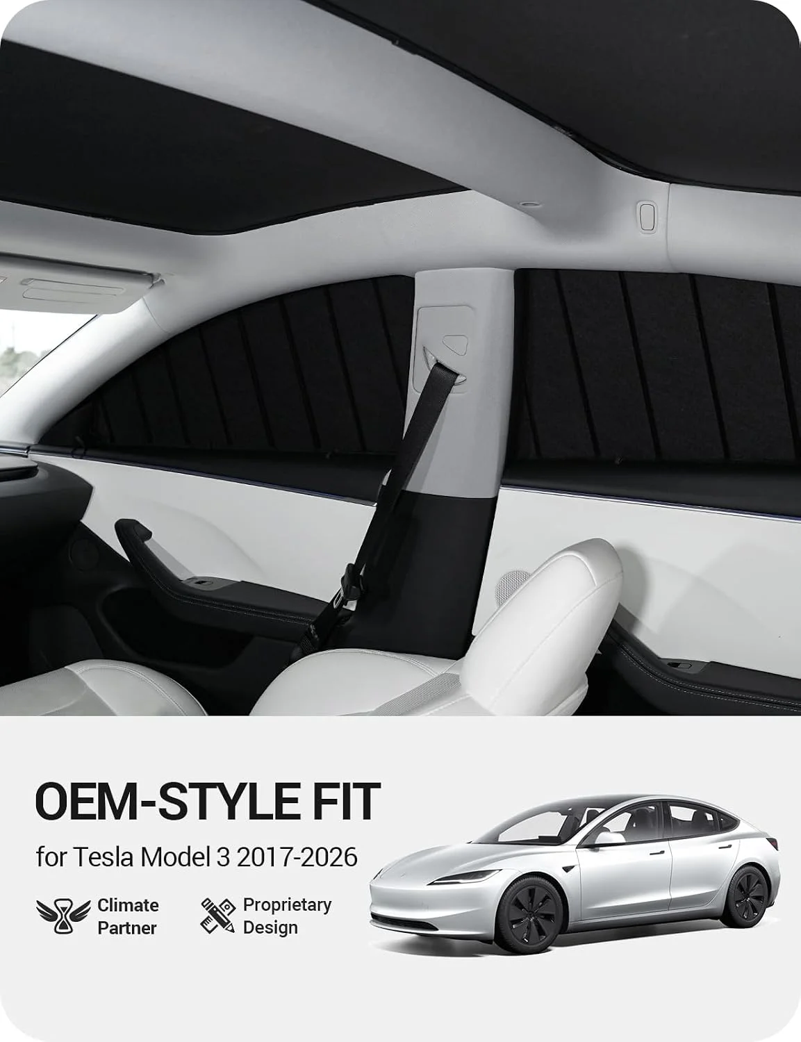 Gen2 Hard Panel Sunshade for Tesla Model 3