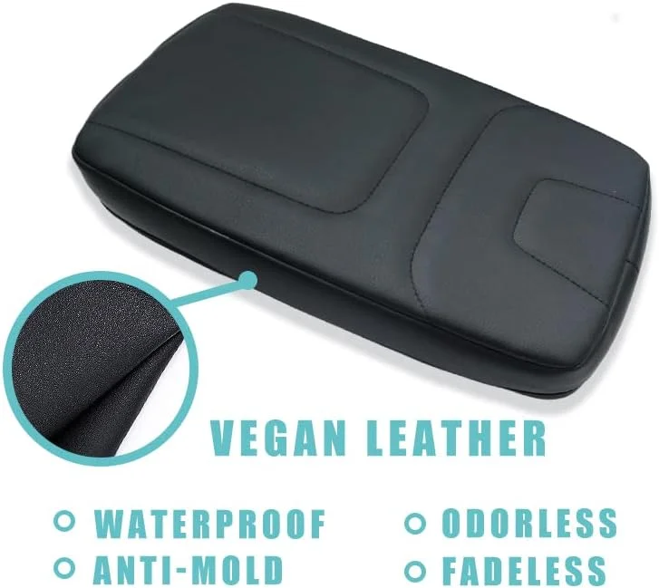 BestEvMod EV armrest pad cover being installed with its elastic band