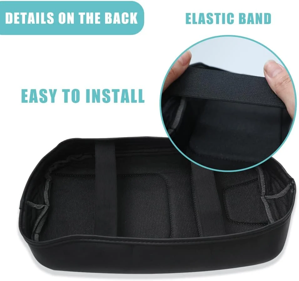 Comparison showing protected vs. unprotected center console area with BestEvMod cover